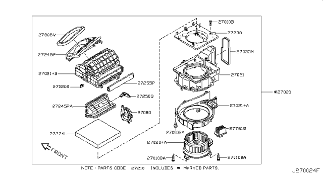 2016 Infiniti Q70 Heater & Blower Unit Diagram 1