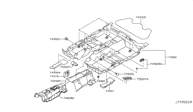 2014 Infiniti Q70 Hybrid Floor Trimming Diagram 1
