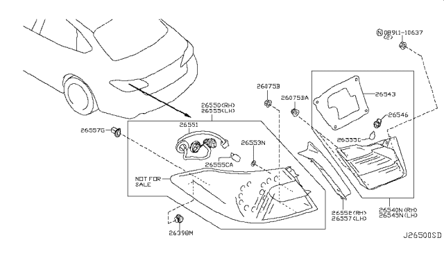 2014 Infiniti Q70 Hybrid Rear Combination Lamp Diagram 1