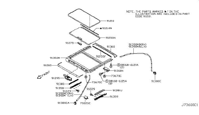 2013 Infiniti M35h Sun Roof Parts Diagram 2