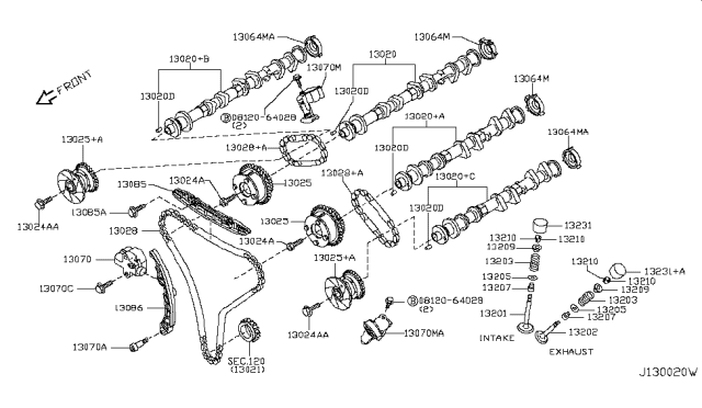 2013 Infiniti M35h Sprocket-Camshaft,Intake Diagram for 13025-1MR1C