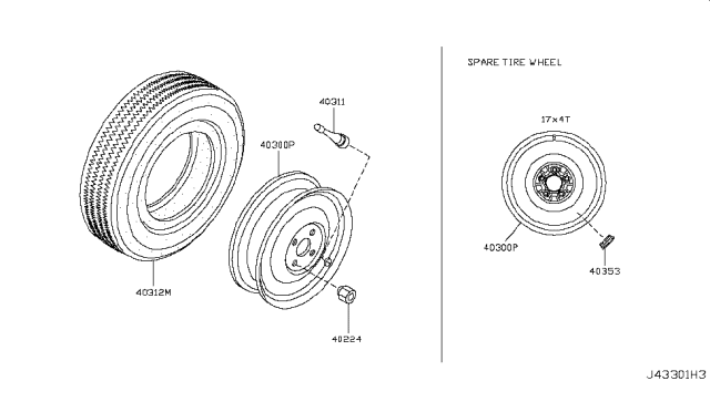2013 Infiniti M35h Road Wheel & Tire Diagram 3