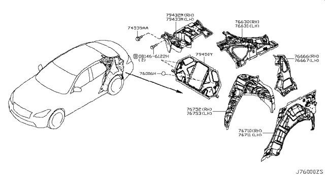 2014 Infiniti Q70 Body Side Panel Diagram 2