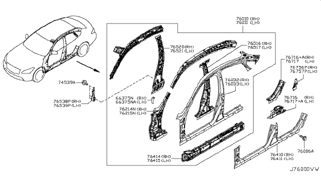 2017 Infiniti Q70 Hybrid Body Side Panel Diagram 1