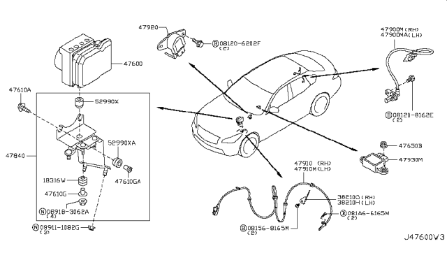 2012 Infiniti M35h Anti Skid Control Diagram 1