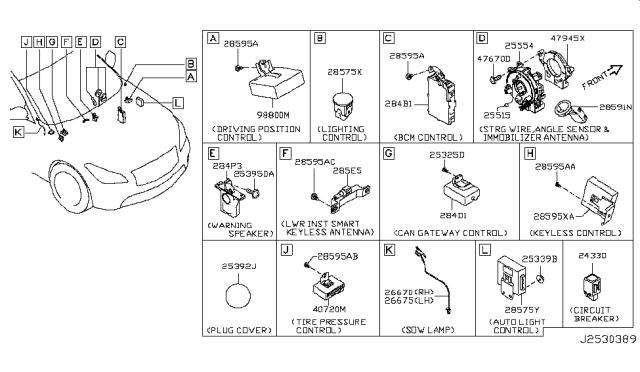 2015 Infiniti Q70 Control Assembly-Auto Light Diagram for 253C0-1MG0B