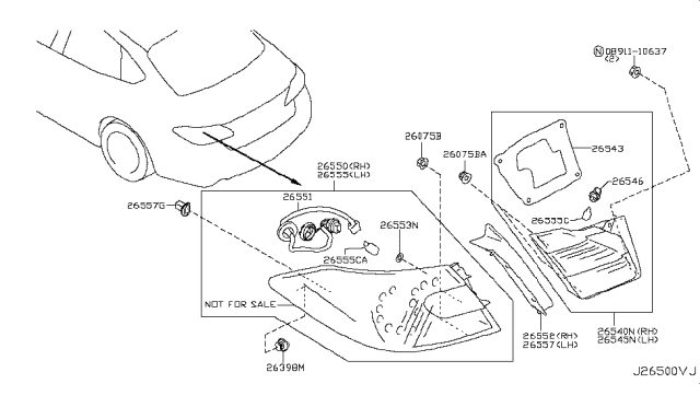 2014 Infiniti Q70 Rear Combination Lamp Diagram 3