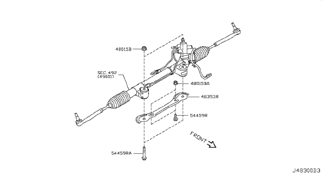 2018 Infiniti Q70 Hybrid Steering Gear Mounting Diagram