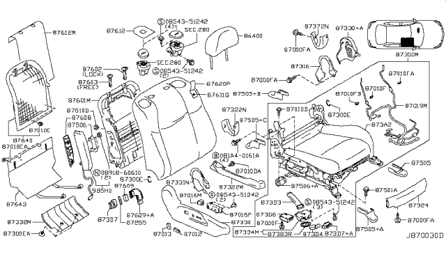 2012 Infiniti M35h Front Seat Diagram 6