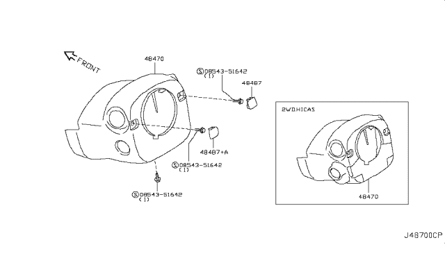 2012 Infiniti M35h Steering Column Shell Cover Diagram