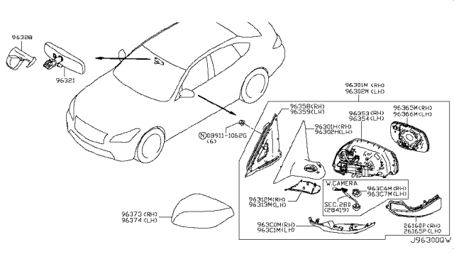 2017 Infiniti Q70 Hybrid Rear View Mirror Diagram