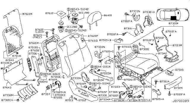 2017 Infiniti Q70 Cushion Assy-Front Seat Diagram for 87300-4AP7B