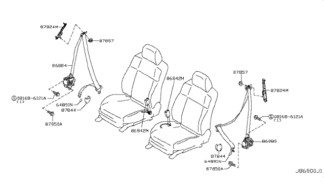 2015 Infiniti Q70 Front Seat Belt Diagram 3
