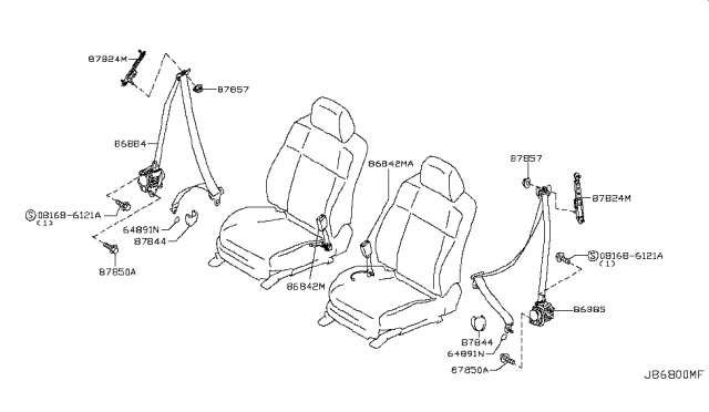 2017 Infiniti Q70 Hybrid Front Seat Belt Diagram 2