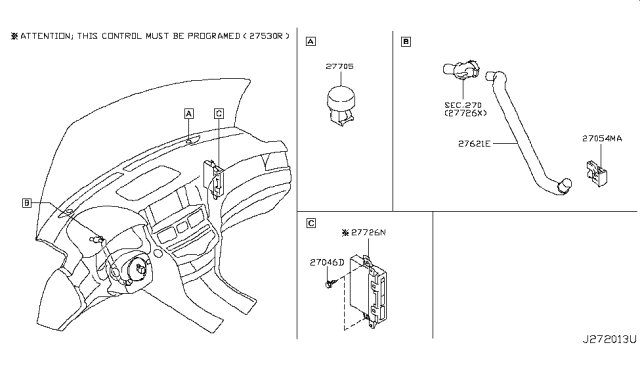 2017 Infiniti Q70 Amplifier-Control,Air Conditioner Diagram for 27760-5UX0A