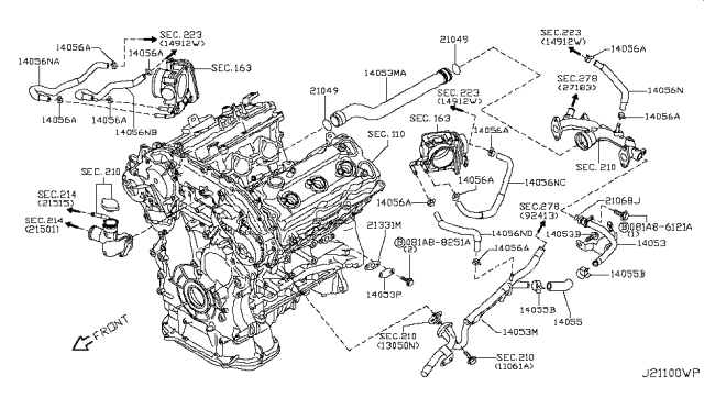 2015 Infiniti Q70 Hybrid Water Hose & Piping Diagram