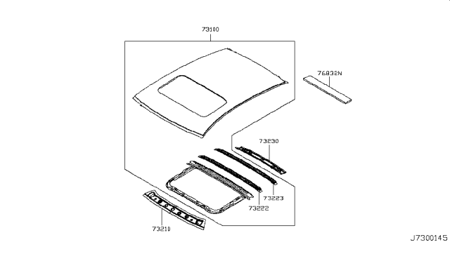 2017 Infiniti Q70 Hybrid Roof Panel & Fitting Diagram