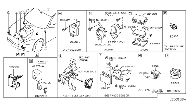 2017 Infiniti Q70 Bracket-Distance Sensor Diagram for 28452-4AM0A