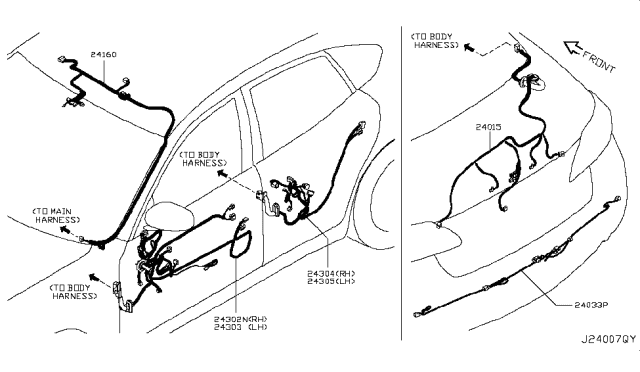 2013 Infiniti M35h Harness-Tail Diagram for 24015-1MG3A