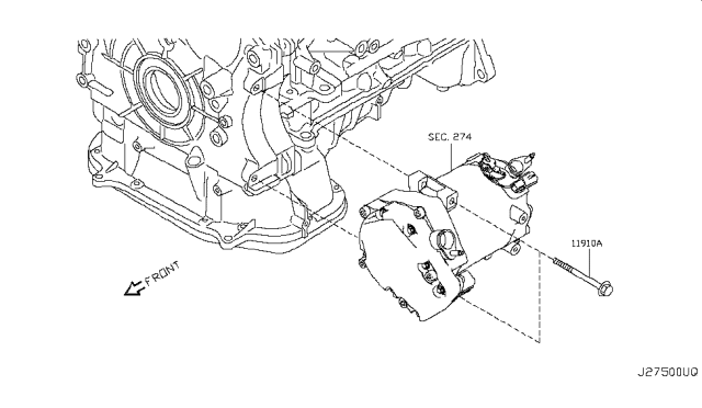 2018 Infiniti Q70 Hybrid Compressor Mounting & Fitting Diagram