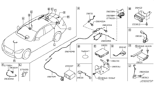 2015 Infiniti Q70 Hybrid Audio & Visual Diagram 2