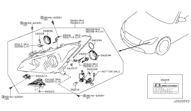 2015 Infiniti Q70 Hybrid Headlamp Diagram 1