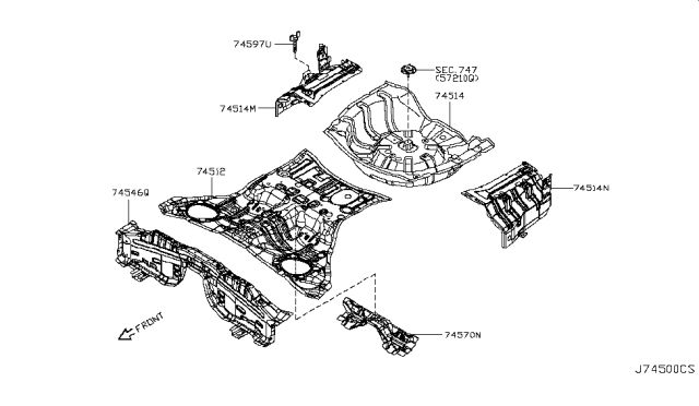 2014 Infiniti Q70 Hybrid Floor Panel (Rear) Diagram