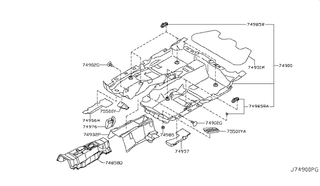 2012 Infiniti M35h Floor Trimming Diagram 1