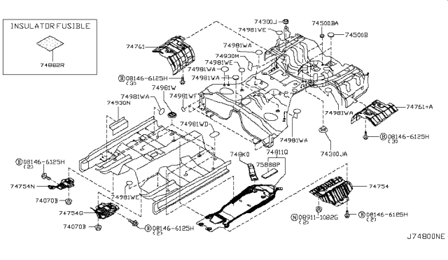 2014 Infiniti Q70 Floor Fitting Diagram 7