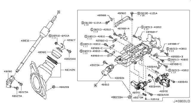 2012 Infiniti M35h Steering Column Diagram 1
