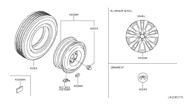 2013 Infiniti M35h Road Wheel & Tire Diagram 1
