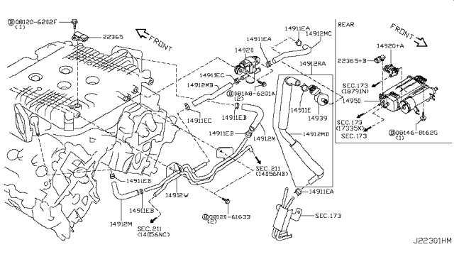 2018 Infiniti Q70 Hybrid Engine Control Vacuum Piping Diagram