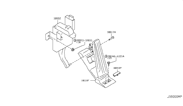 2013 Infiniti M35h Lever Complete - Accelerator, W/DRUM Diagram for 18002-1MA7A