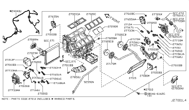2013 Infiniti M35h Heater & Blower Unit Diagram 3