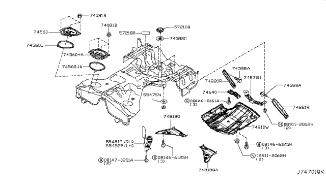 2018 Infiniti Q70 Hybrid Floor Fitting Diagram 3