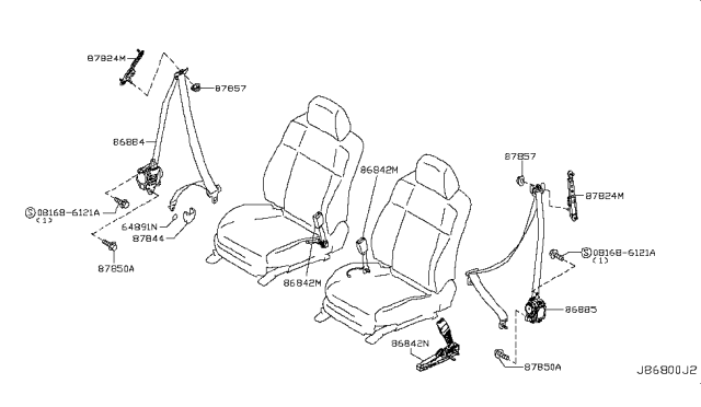 2014 Infiniti Q70 Hybrid Front Seat Belt Diagram 1