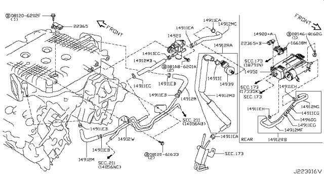 2014 Infiniti Q70 Hybrid Engine Control Vacuum Piping Diagram 1