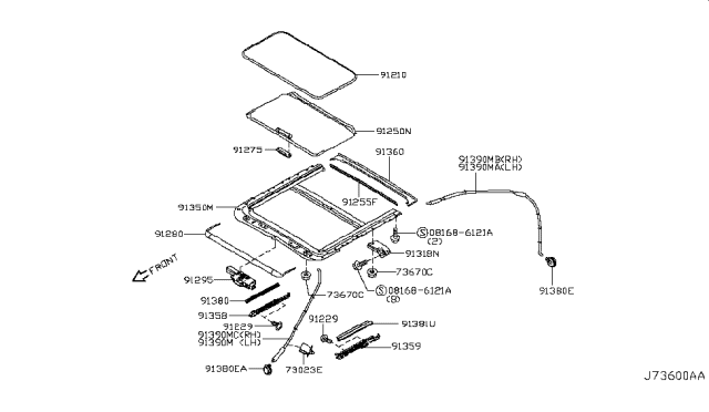 2012 Infiniti M35h Sun Roof Parts Diagram 1