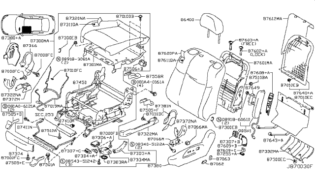 2017 Infiniti Q70 Hybrid Front Seat Diagram 3