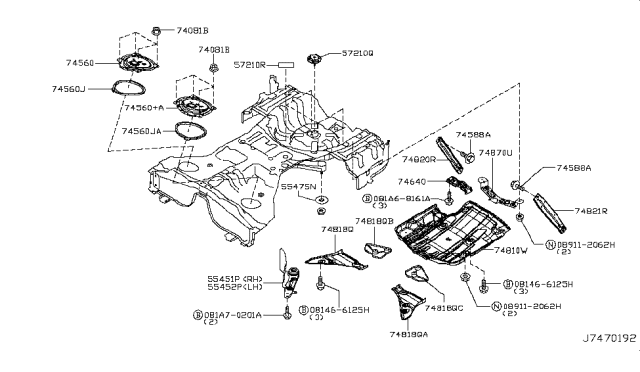 2016 Infiniti Q70 Floor Fitting Diagram 2