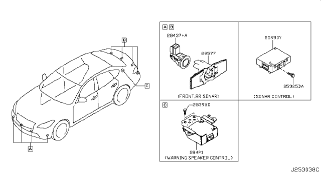 2015 Infiniti Q70 Distance Sensor Assembly Diagram for 28438-4AM0C