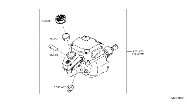 2014 Infiniti Q70 Hybrid Brake Master Cylinder Diagram 2