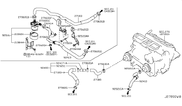 2016 Infiniti Q70 Heater Piping Diagram