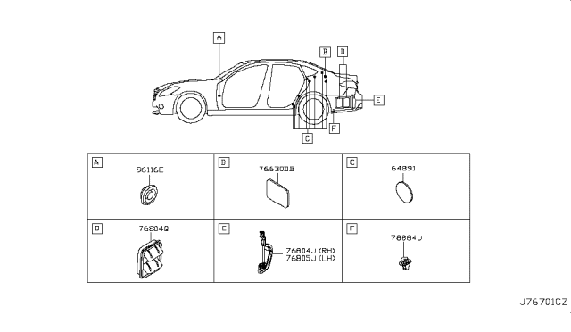 2013 Infiniti M35h Body Side Fitting Diagram 3