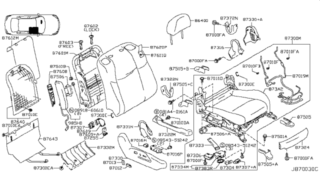 2017 Infiniti Q70 Hybrid Front Seat Diagram 6