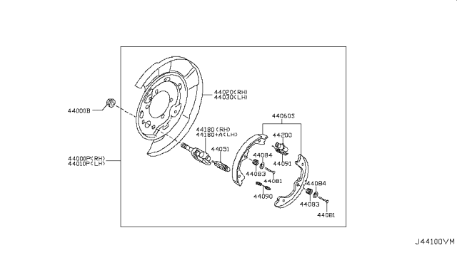 2012 Infiniti M35h Rear Brake Plate Assembly, Left Diagram for 44020-1MB6A