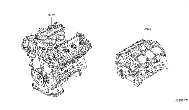 2013 Infiniti M35h Bare & Short Engine Diagram