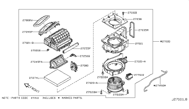 2015 Infiniti Q70 Hybrid Heater & Blower Unit Diagram 1