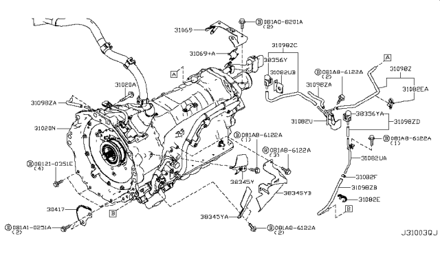 2018 Infiniti Q70 Hybrid Auto Transmission,Transaxle & Fitting Diagram 2