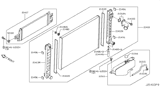 2014 Infiniti Q70 Hybrid Radiator,Shroud & Inverter Cooling Diagram 4